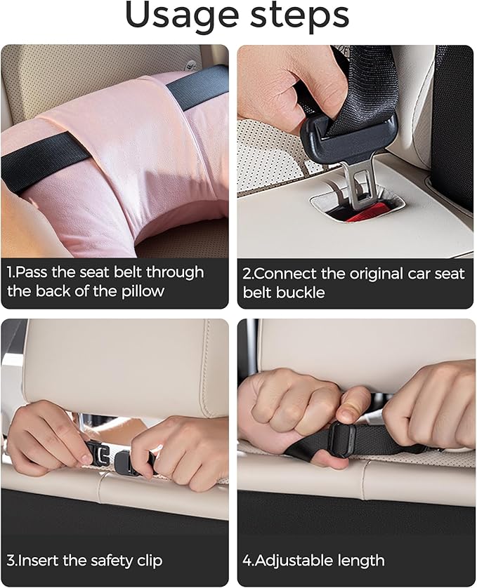 BEBAS U-Shaped Kids Travel Pillow for Car Travel Accessories for Children Adults - Soft Breathable Supports Neck Head for Sleeping - Adjustable Strap for Airplane Long Road Trip