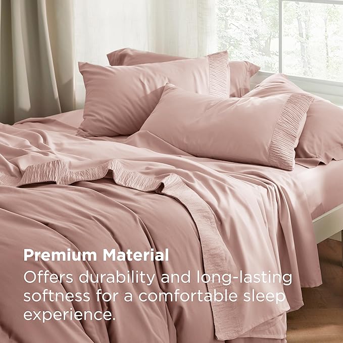 Bedsure Twin Sheets Set - 3 Pieces Soft Twin Bed Sheets - Breathable & Cooling - Hotel Luxury - Easy Care Polyester Microfiber Bedding for Women, Men, Dusty Pink