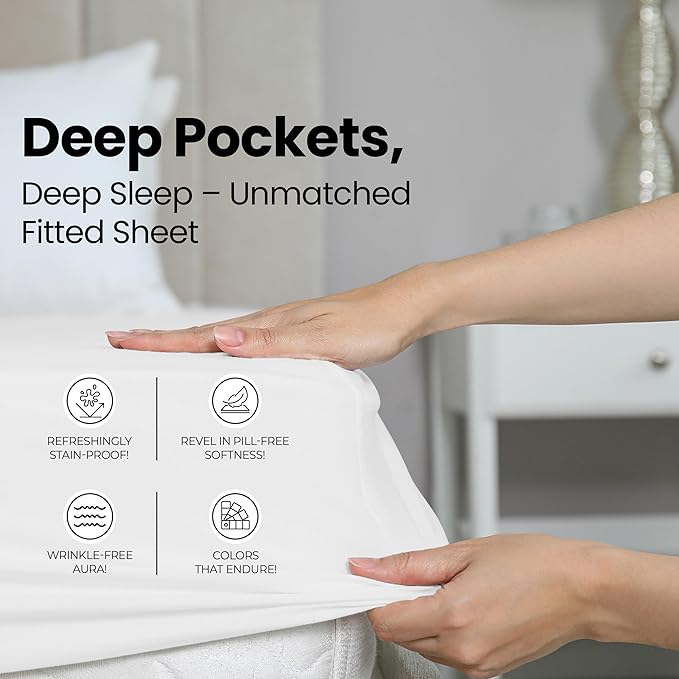 Utopia Bedding King Fitted Sheet - Bottom Sheet - Deep Pocket - Comfy Microfiber - Easy Care -1 Fitted Sheet Only (White)
