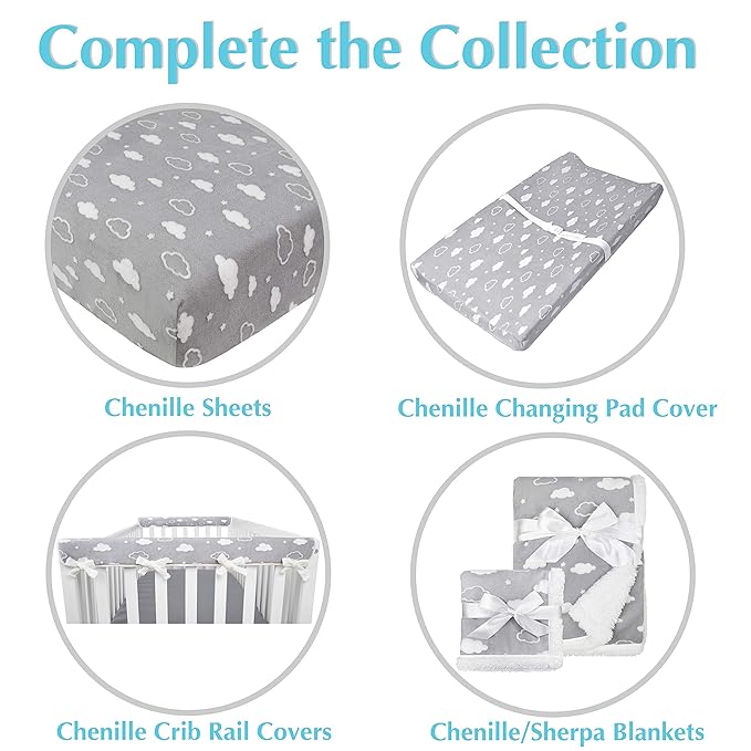 American Baby Company Heavenly Soft Chenille Sherpa Receiving Blanket (30" x 35"), 3D Gray, Warm and Cozy for Boys and Girls, Ideal for Baby Carrier, Stroller, and Travel