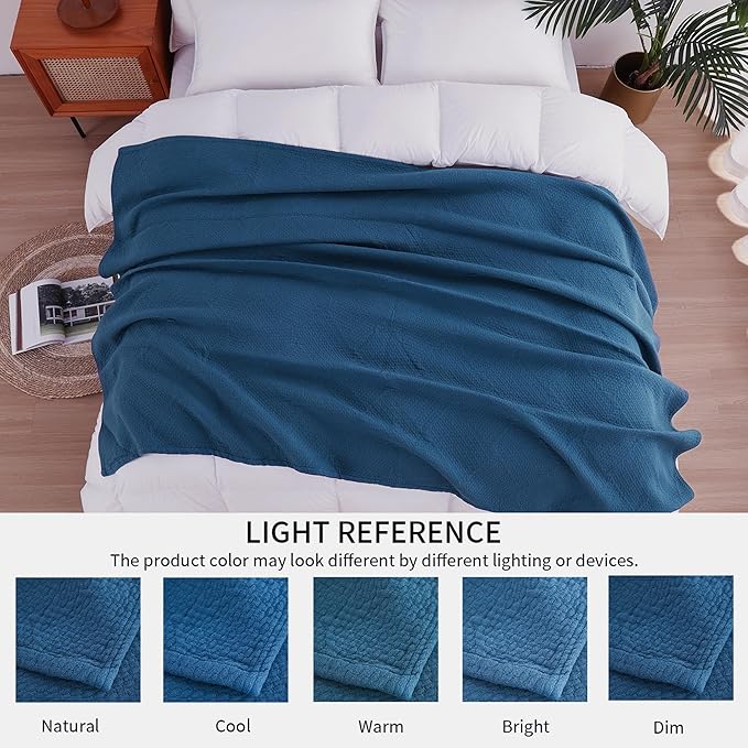 Premium 100% Cotton Blanket – All-Season Soft Breathable Bed Blanket for Twin Size – Lightweight Stylish Textured Throw for Bed– Giftable Cozy Bedding