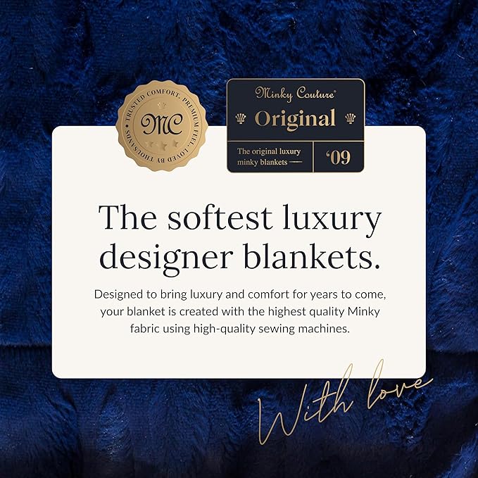Minky Couture Sorbet Blanket - Ultra-Soft Throw for Silky Smooth Comfort - Premium Decorative Throw Blanket - Midweight, Breathable Fabric - Machine Washable Monster, Navy