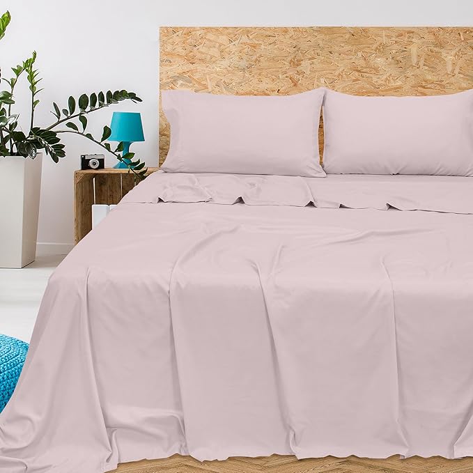 Royale Linens 300 Thread Count 100% Long Staple Combed Cotton Flat Sheet - Super Soft - Top Sheet - Twin Flat Sheet Sold Separately - Breathable, Cool & Crisp Percale Only (Twin, Lavendar)