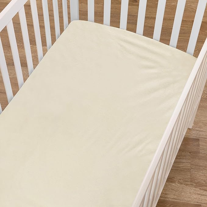American Baby Company Heavenly Soft Chenille Fitted Crib Sheet 28" x 52", Warm and Cozy Neutral Chenille Sheet, Cream, for Boys and Girls, Fits Crib and Toddler Bed mattresses