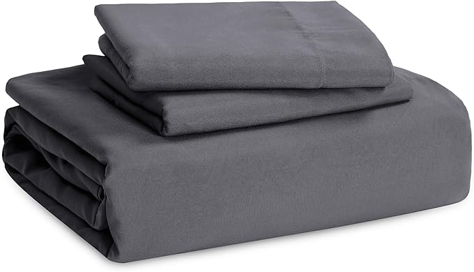 Bedsure California King Size Duvet Cover with Fitted Sheet - 4 Pieces Prewashed Polyester Extra Soft Bedding Set, Includes 1 Duvet Cover 104x98 Inches, 2 Pillow Shams, 1 Fitted Sheet, Dark Grey