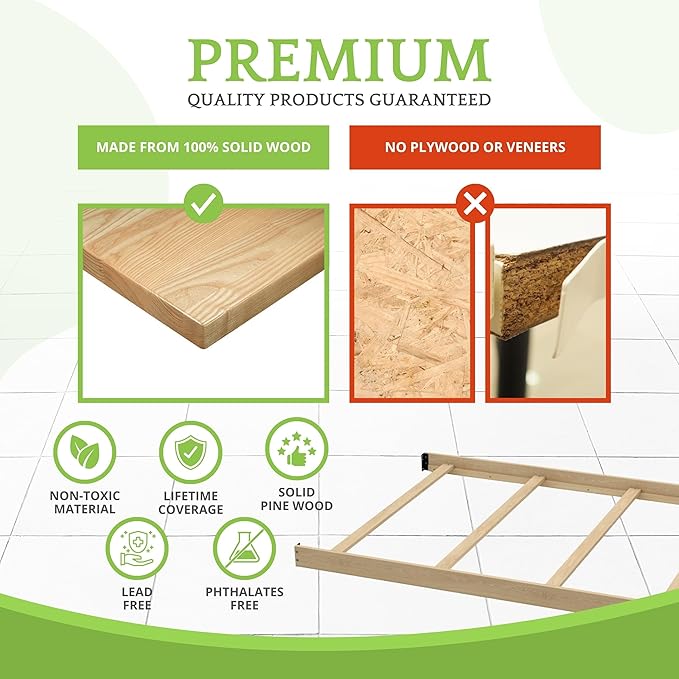 Full-Size Conversion Kit Bed Rails for Baby Cache Convertible Cribs - Solid Wood Rail - Toddler and Adult Bed Rail for Full-Size Beds - Essential Nursery & Baby Furniture (Unfinished)