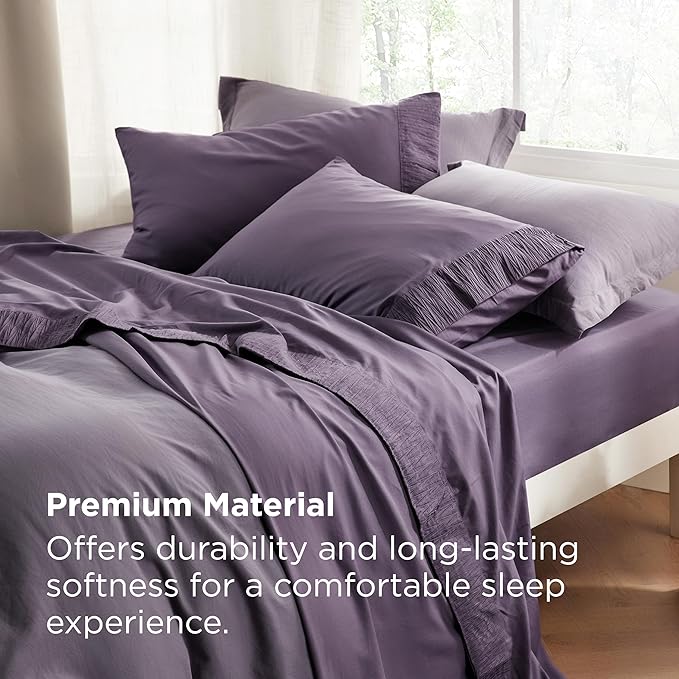 Bedsure California King Sheet Sets - 4 Pieces Soft Cal King Sheets - Breathable & Cooling - Hotel Luxury - Easy Care Polyester Microfiber Bedding for Women, Men, Dusty Purple