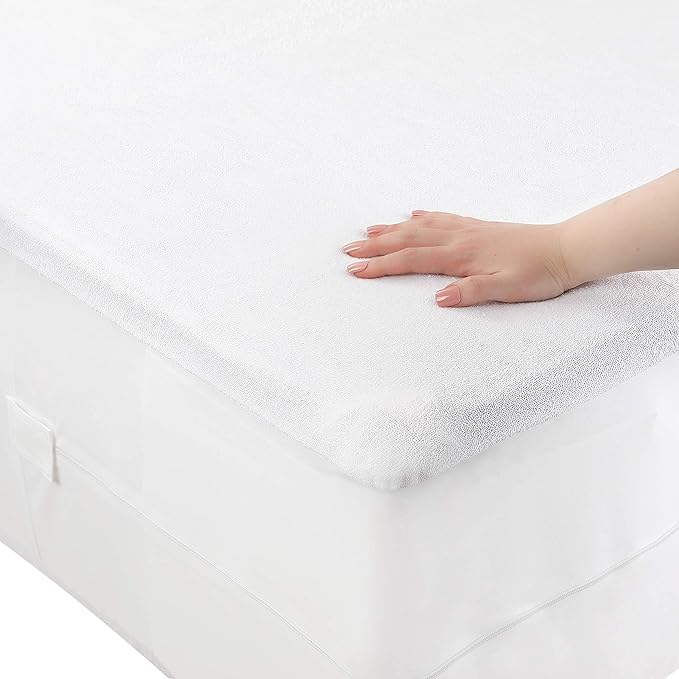 Masirs Zippered Mattress Encasement - Waterproof, Breathable, Noiseless, Machine Washable, Soft Terry Top for Comfortable Night Sleep. (Twin)