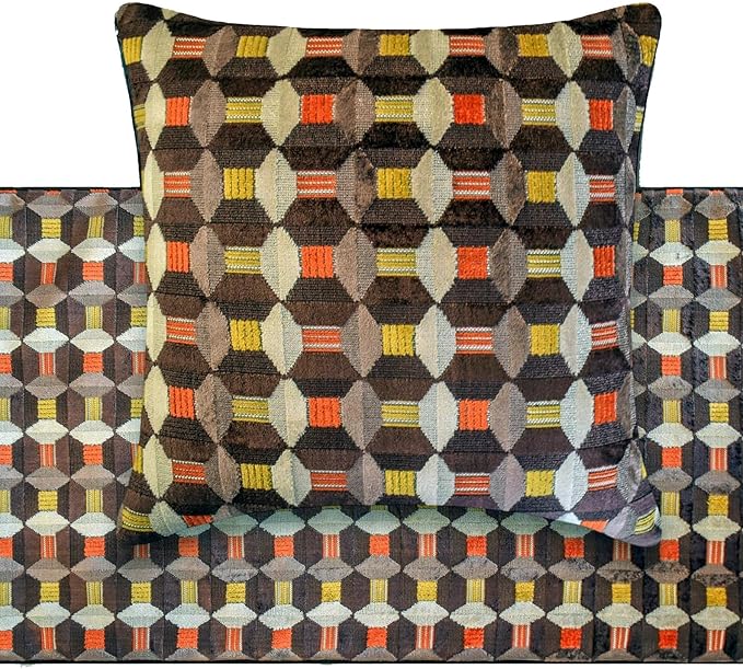 The HomeCentric Orange Bed Runner for King/Queen/Twin Velvet Decorative Bed Scarf 53"x18" Bed Runner Without Pillow Cover, Geometric Bed Scarf Bedroom Décor Accent - Orange Patterns