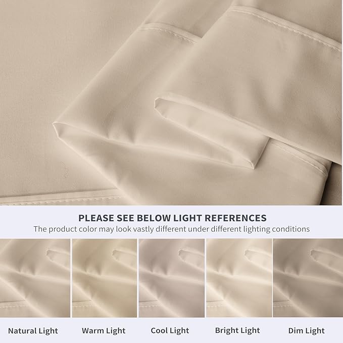 Maple&Stone Queen Flat Sheet 6 Pack,Premium Soft & Breathable,Brushed Microfiber Fabric,Anti-Shrinkage & Non-Fading,Bulk Flat Sheets Only Queen Size(Beige)