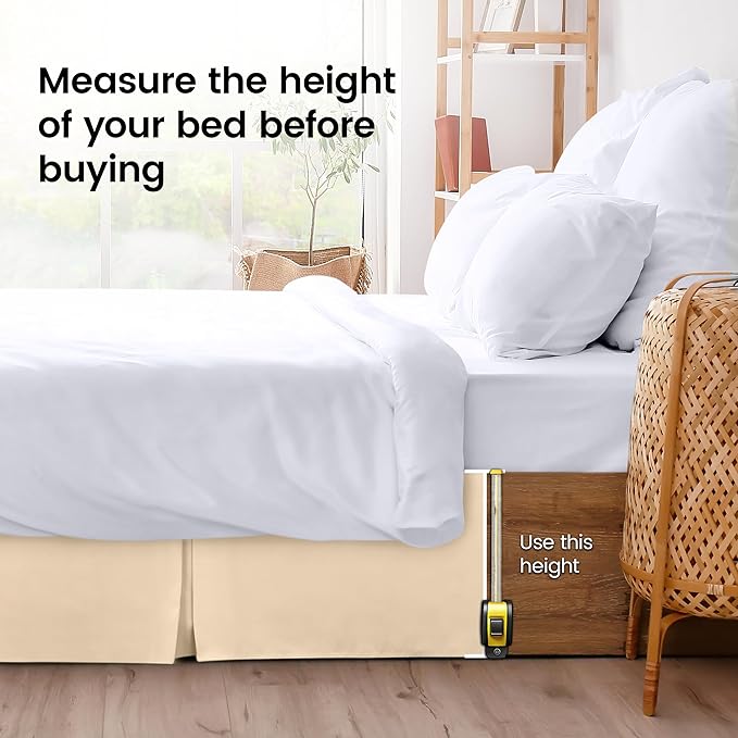 Utopia Bedding King Bed Skirt - Soft Quadruple Pleated Ruffle - Easy Fit with 16 Inch Tailored Drop - Hotel Quality, Shrinkage and Fade Resistant (King, Beige)