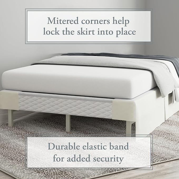 Bed Maker’s Never Lift Your Mattress Wrap Around Bed Skirt, Classic Style, Low Maintenance Wrinkle Resistant Fabric, Traditional 14 Inch Drop Length, Cream, California King