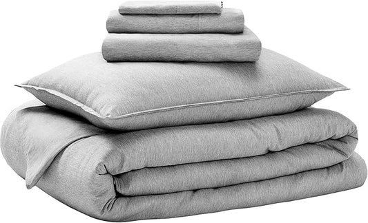 Bare Home Bed-in-A-Bag 5 Piece Comforter & Sheet Set - Twin XL - Goose Down Alternative - Ultra-Soft 1800 Premium Bedding Set - Cationic (Twin XL, Heathered Charcoal)