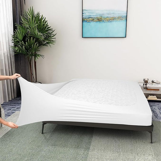 Alyvia Spring Box Spring Cover Full Size - Jersey Knit & Stretchy Wrap Around 4 Sides Bed Skirt for Hotel & Home - Full/Full XL, White