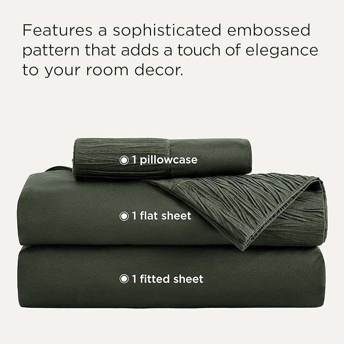 Bedsure Twin XL Sheet Sets Dorm Bedding - 3 Pieces Soft Extra Long Twin Sheets, Hotel Luxury, Easy Care Microfiber for Women, Men, Olive Green