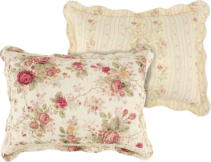 Greenland Home Antique Rose Full/Queen Quilt Set, Ecru