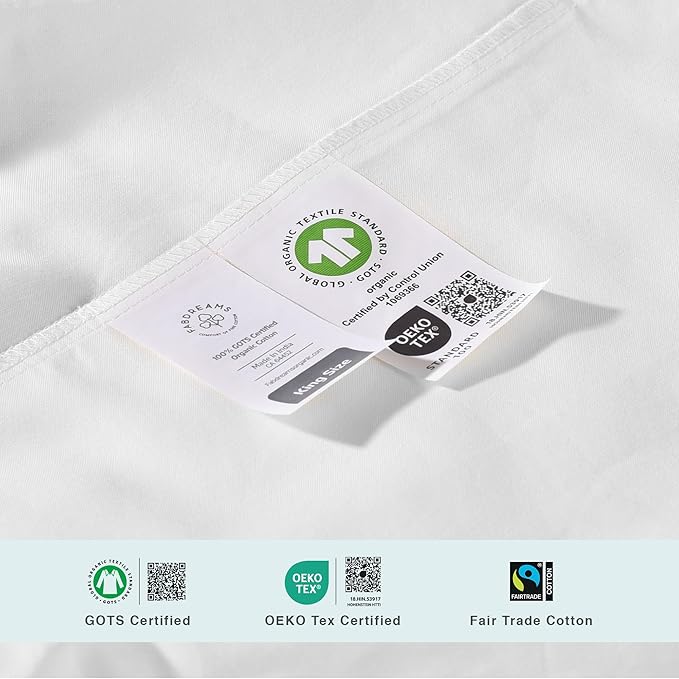 FABDREAMS Organic Quilted Mattress Protector Cal King Size | Mattress Pad| Mattress Cover| Naturally Breathable | Noiseless| Fits up to 17" Deep Pockets| Temperature Regulating | White