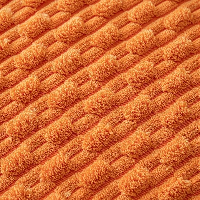 MIULEE Orange Throw Pillow Covers Soft Corduroy Decorative Euro Sham Set of 2 Boho Striped Pillow Covers Pillowcases Farmhouse Home Decor for Halloween Couch Bed Sofa Living Room 24x24 Inch