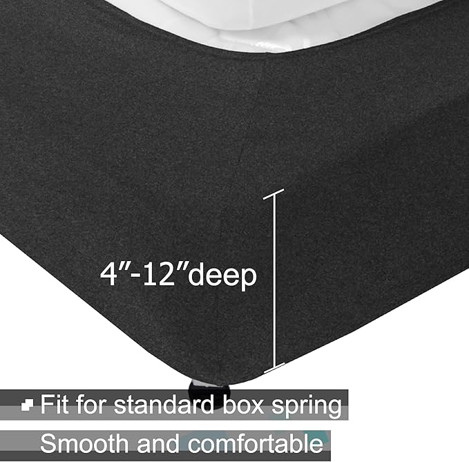 Alyvia Spring Box Spring Cover Full Size - Jersey Knit & Stretchy Wrap Around 4 Sides Bed Skirt for Hotel & Home - Full/Full XL, Heather Gray