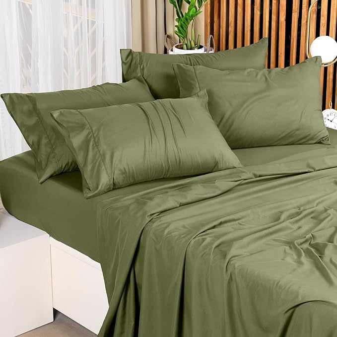 Utopia Bedding Queen Size Sheet Set – 4 Piece Bed Sheets, Soft and Breathable Microfiber, Includes 1 Fitted Sheet, 1 Flat Sheet and 2 Pillowcases – Oeko-Tex - (Olive)
