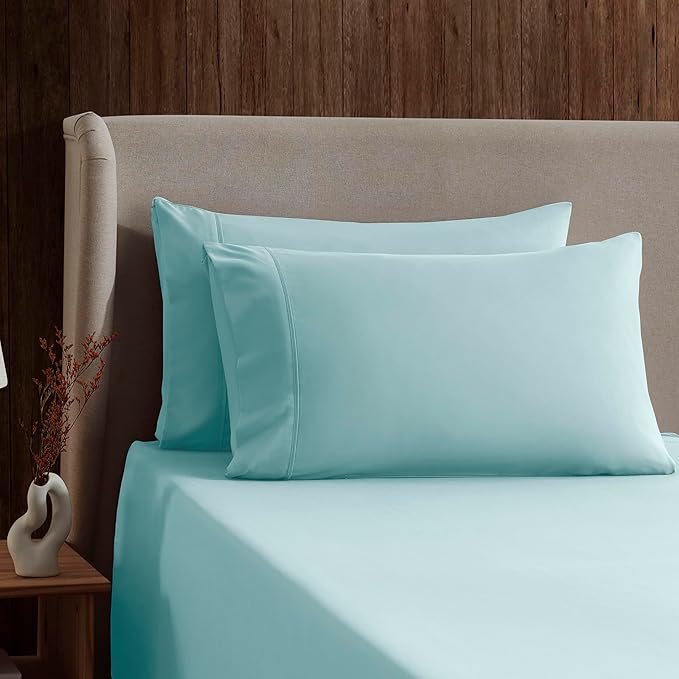Nestl Twin Sheet Set - 1800 Ultra-Soft Microfiber Twin Bed Sheets - Double Brushed - Deep Pockets - Easy Fit - Extra Soft - 3 Piece Set - Bedding Sheets & Pillowcases (Twin, Light Blue)