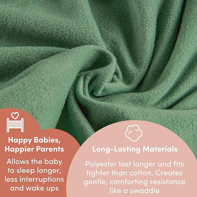 SleepingBaby Zipadee-Zip Transition Swaddle - Cozy Fleece Wearable Blanket with Two-Way Zipper for Baby Sleep - Fleece Basil, Small (4-8 Month)