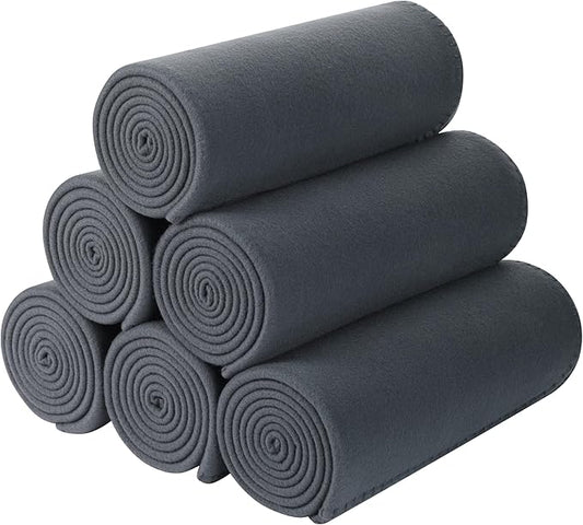 Fleece Throw Blankets Bulk Fleece Blankets Solid Wholesale Lightweight Warm Soft for Pet Bed Sofa Couch Office Wedding Gifts Travel Seasons (Mineral Grey,Pack of 6 50x60 Inches)
