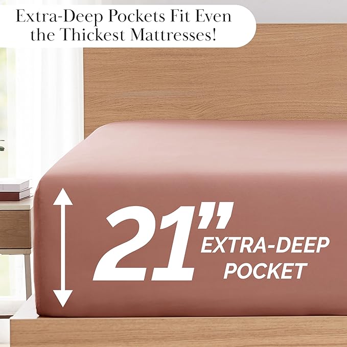 Southshore Fine Living, Inc. Deep Pocket Full Size Bed Sheets Set with 21" Deep Full Fitted Sheet, Pillow Cases Standard Size Set of 2 | Hotel Luxury Quality | Easy Care Microfiber Sheets | Marsala