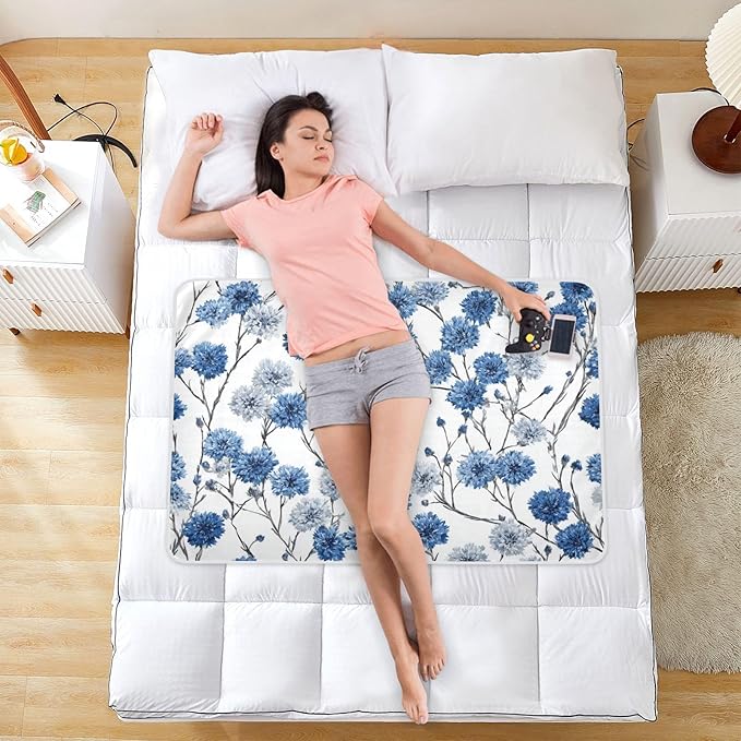 Waterproof Bed Pad Reusable Changing Pad Toddler Mattress Protector Large Pee Pad Baby Diaper Pad Soft Washable Liner Chinese Style Cornflower
