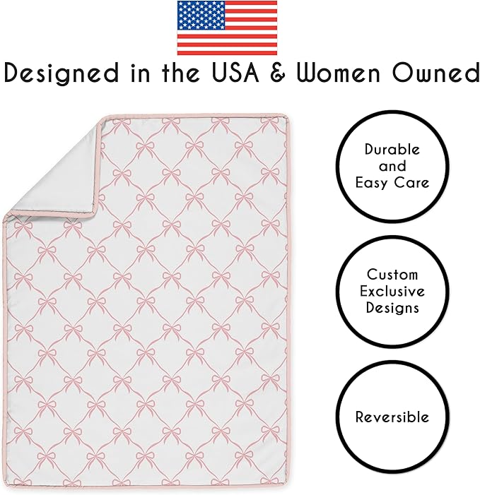 Sweet Jojo Designs 3-Piece Baby Crib Bedding Set (Pink Bows) for Girls, Infants/Nursery incl. Blanket, Fitted Sheet and Crib Skirt (Blush and White, Bow, Ballerina, Ballet Dancer, Princess Collection)