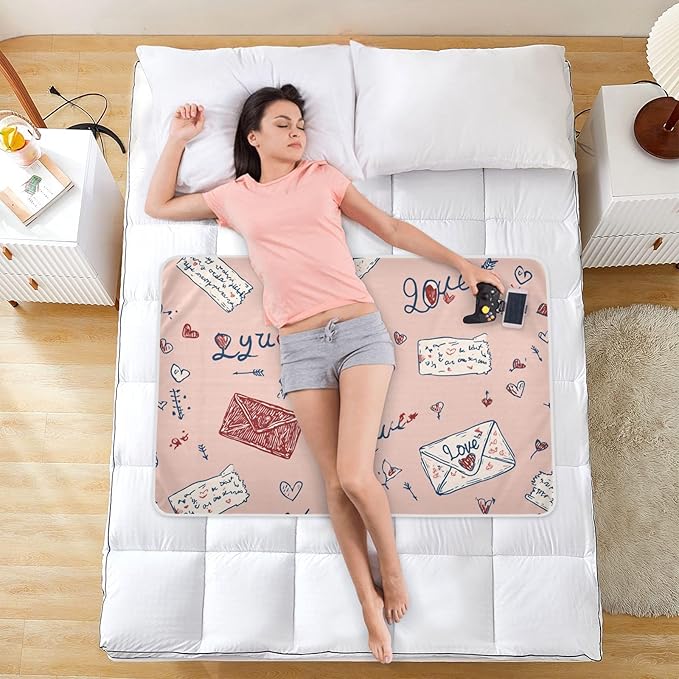 Waterproof Bed Pad Reusable Changing Pad Toddler Mattress Protector Large Pee Pad Baby Diaper Pad Soft Washable Liner Valentine Hearts Love Letter Pink