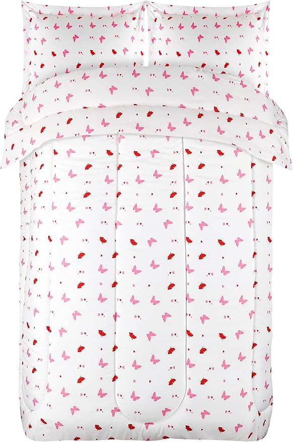 Utopia Bedding All Season Butterfly Comforter Set with 2 Pillow Cases, 3 Piece Soft Brushed Microfiber Kids Bedding Set for Boys/Girls, Machine Washable (Twin)