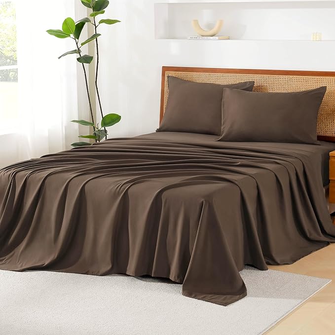 Litanika Oversized King Size Comforter Set with Sheets Brown - 7 Pieces Bed in a Bag Oversized King Boho Tufted Complete Bedding Sets with Comforter, Sheets, Pillowcases & Shams