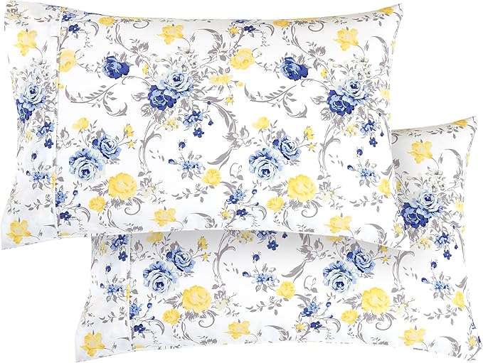 Elegant Comfort Softest and Coziest 4-Piece Sheet Set - 1500 Premium Hotel Quality Microfiber - Deep Pocket, Wrinkle Resistant 4-Piece Floral Bed Sheet Set, Twin, Jenna Gold