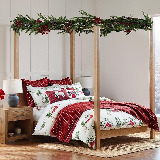 Levtex Home - Cross Stitch Velvet Red Quilt Set - Full/Queen Quilt + Two Standard Pillow Shams - Cross Stitched Pattern - Quilt Size (88x92in.) and Pillow Sham Size (26x20in.) - Reversible