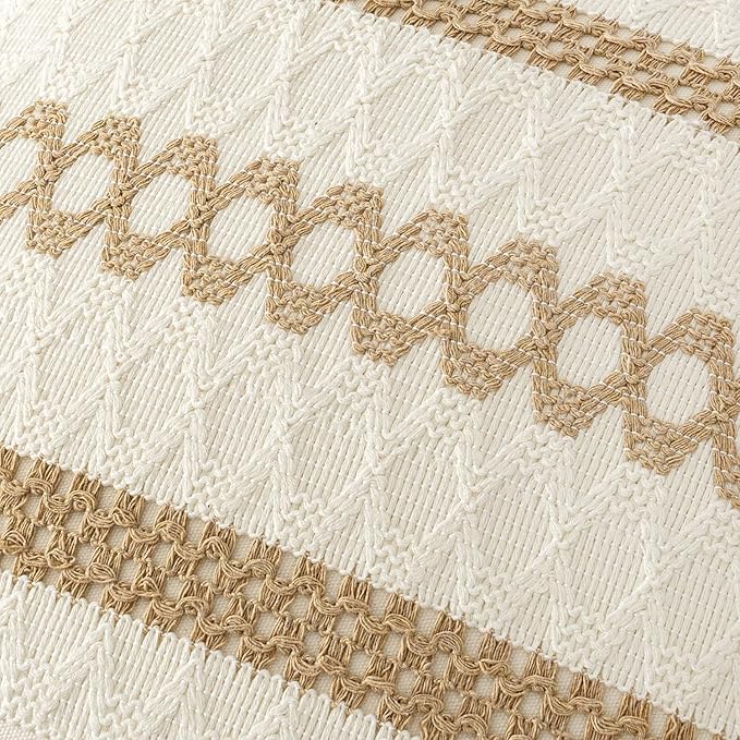 MIULEE Set of 2 Neutral Boho Decorative Lumbar Pillow Covers 12x20 Inch Farmhouse Rustic Couch Throw Pillows Modern Cotton Cushion Covers Retro Cute Macrame Woven Spring Home Decor for Bed Sofa Chair