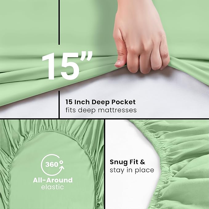 Utopia Bedding Queen Fitted Sheet - Bottom Sheet - Deep Pocket - Soft Microfiber - Shrinkage and Fade Resistant - Easy Care -1 Fitted Sheet Only (Sage Green)