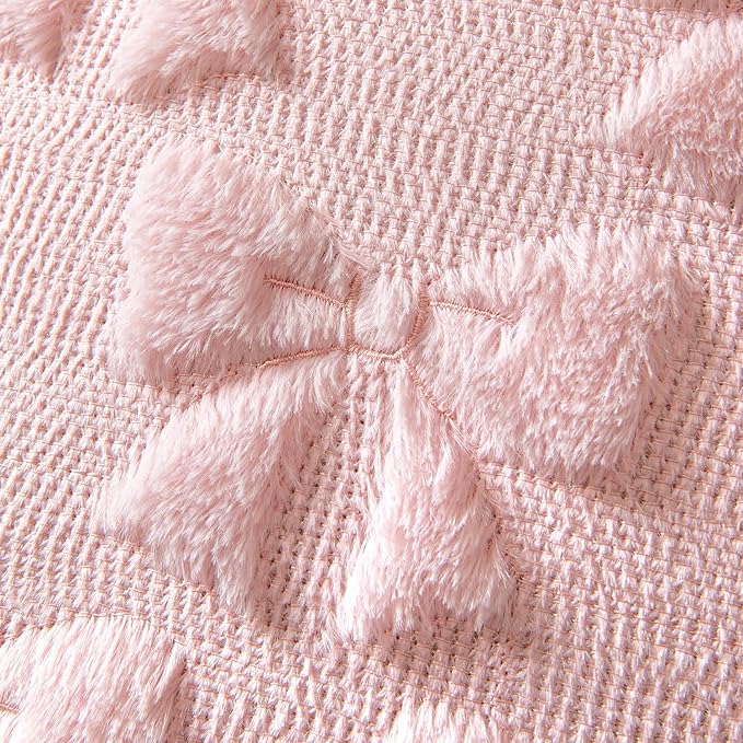 MIULEE Light Pink Bow Pillow Covers Coquette Room Decor Aesthetic Set of 2 Decorative Cute Girl Vlentine Pillow Covers Spring Soft Plush Faux Pillowcase for Preppy Room Decor Bedroom Couch,20x20 Inch