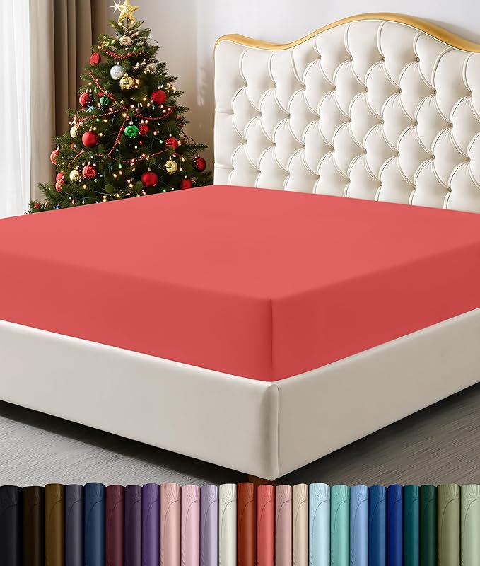 Utopia Bedding King Fitted Sheet - Bottom Sheet - Deep Pocket - Soft Microfiber - Shrinkage and Fade Resistant - Easy Care -1 Fitted Sheet Only (Coral)