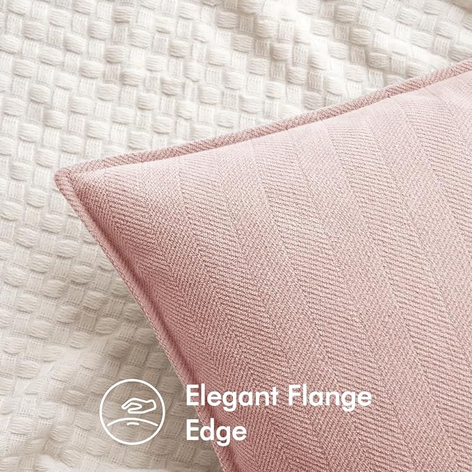 MIULEE Pack of 2 Pink Valentines Decorative Pillow Covers 18x18 Inch Soft Chenille Luxurious Couch Throw Pillows Farmhouse Cushion Covers for Sofa Bedroom Living Room Spring Home Decor