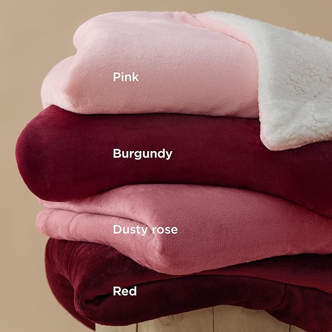 Bedsure GentleSoft Sherpa Fleece Twin Size Blanket for Couch, Non-Heated, Thick and Warm Throw for Girls and Women, Soft Fuzzy Plush Twin Christmas Blanket for Winter, Red, 60x80 Inches