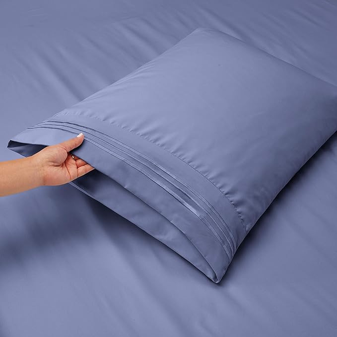 Nestl King Sheet Set - Luxury 1800 Ultra-Soft Microfiber King Bed Sheets - Double Brushed - Deep Pockets - Easy Fit - 4 Piece Set - Bedding Sheets & Pillowcases (King, Steel Blue)