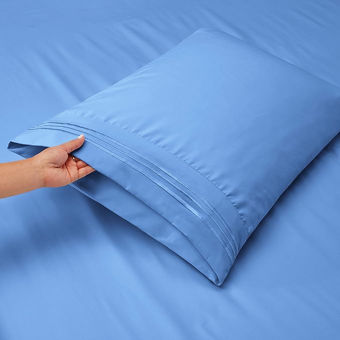 Nestl Full Sheet Set - Luxury 1800 Ultra-Soft Microfiber Full Bed Sheets - Double Brushed - Deep Pockets - Easy Fit - 4 Piece Set - Bedding Sheets & Pillowcases (Full, Calm Blue)