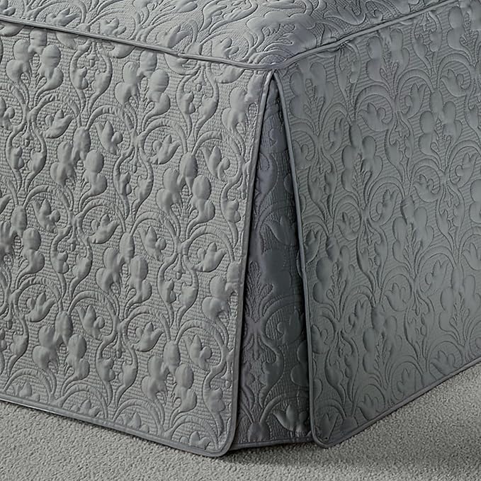 Cambridge Classic Luxury Bedding | Neutral Warm Gray Solid Color Polyester Satin | Elaborate Damask Quilting | 2 Piece Bed Set Includes Twin Bedspread and Standard Pillow Sham | Also Fits Twin XL Beds