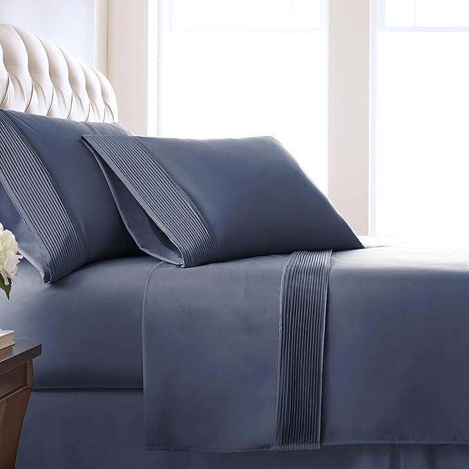 Southshore Fine Living, Inc. Deep Pocket Full Size Bed Sheets Set with 21" Deep Full Fitted Sheet, Pillow Cases Standard Size Set of 2 | Hotel Luxury Quality | Easy Care Microfiber Sheets | Dark Blue
