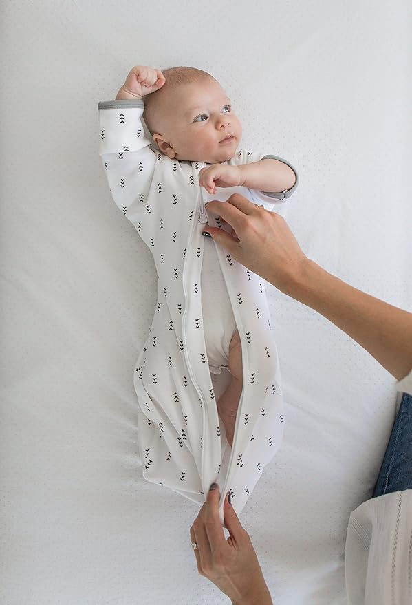 SwaddleDesigns Transitional Swaddle Sack, Arms Up Half-Length Sleeves & Mitten Cuffs, Swaddle for Newborn Transition to Baby Sleep Sack Wearable Blanket, Small, 0-3 month, 6-14 lb, Tiny Hedgehogs