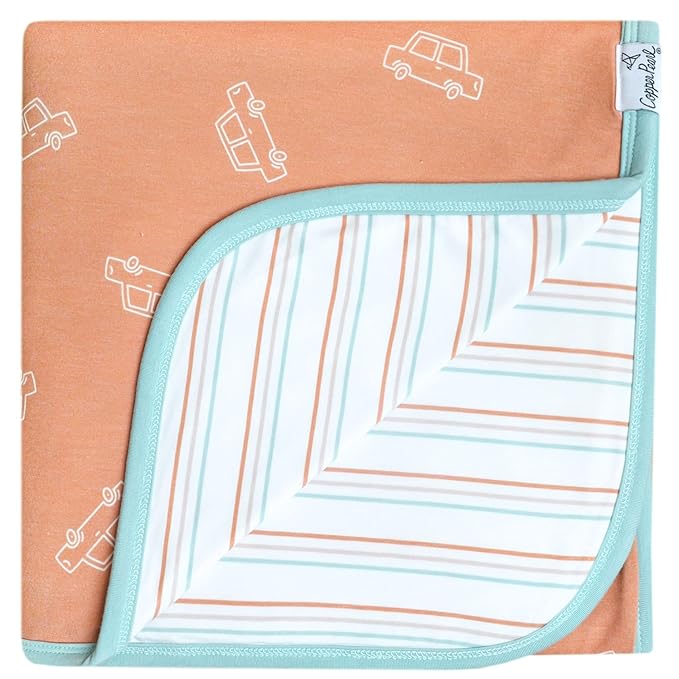 Copper Pearl Large Premium Knit Baby 3 Layer Stretchy Quilt Blanket Cooper