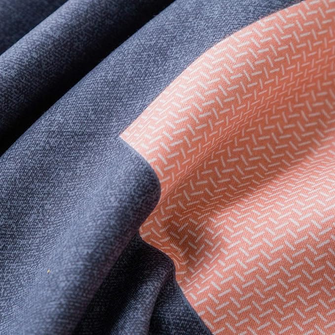 YuHeGuoJi Pink Blue Duvet Cover Queen 100% Cotton 3 Pcs Set 1 Modern Navy Geometric Duvet Cover with Zipper Ties 2 Pillowcases Farmhouse Grey Peach Chevron Striped Bedding Set Soft