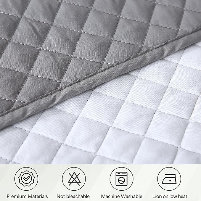 Full Size Gray Bed Skirt with 14-Inch Drop, Easy Fit Wrap-Around Cover for Bed, Wrinkle-Free and Fade-Resistant Box Spring Cover. (Gray Grid, Full)