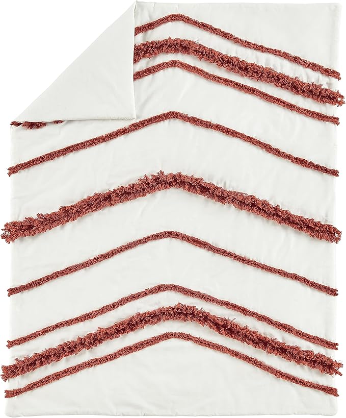 Sweet Jojo Designs Orange Boho Bohemian Girl boy Baby Crib Bedding Set Infant Nursery Blanket Fitted Sheet Skirt Diaper Stacker 4p Burnt Rust Ivory Farmhouse Shabby Chic Modern Tassel Fringe Cotton